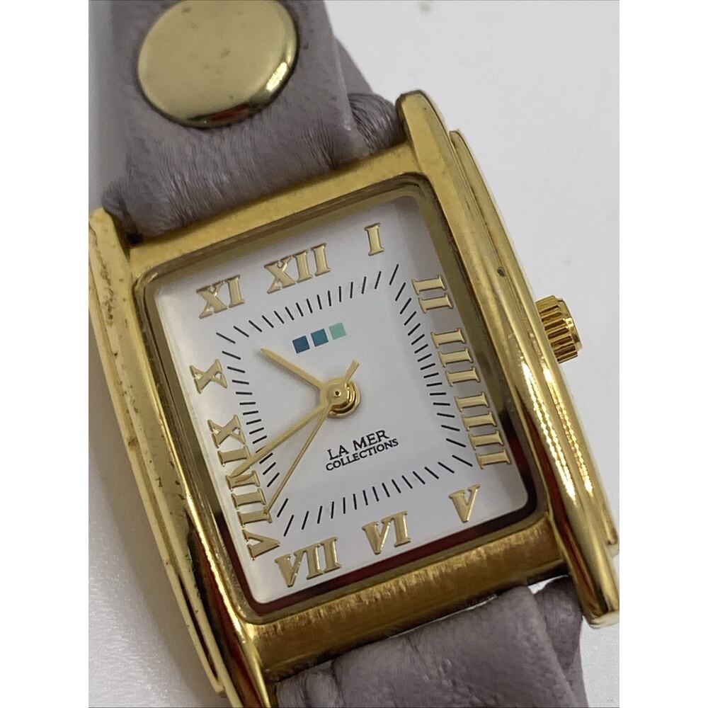 La Mer Collections Womens Gold Wrap Leather Watch Works New Battery